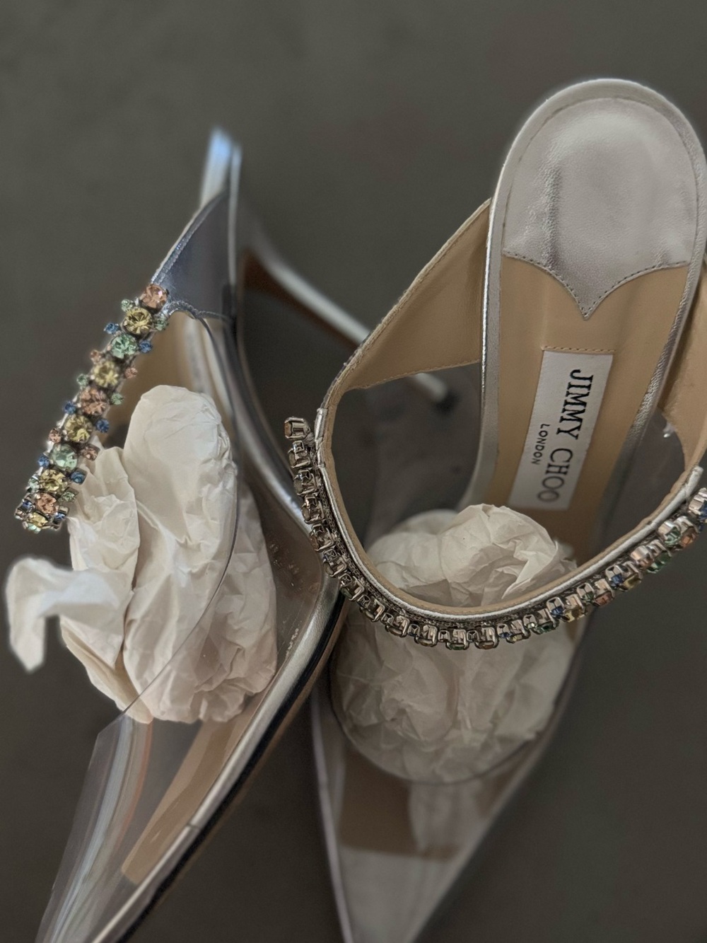 Jimmy Choo Bing 100 Pointed-Toe Heels with Crystal-Embellished Straps - Picture 3 of 5